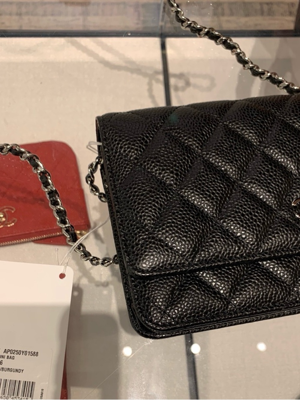 Quilted Black Leather Chain Crossbody Bag